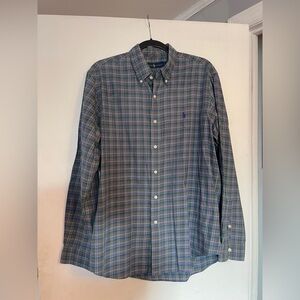 Ralph Lauren Plaid Purple Blue Green‎ Long Sleeve Button Down Men's Shirt L